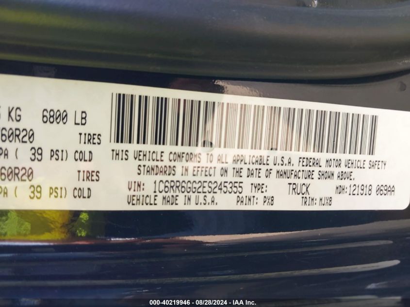 2014 RAM 1500 SLT - 1C6RR6GG2ES245355