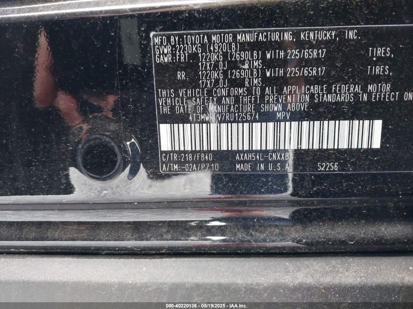 2024 Toyota Rav4 Hybrid Le VIN: 4T3MWRFV7RU125674 Lot: 40220136