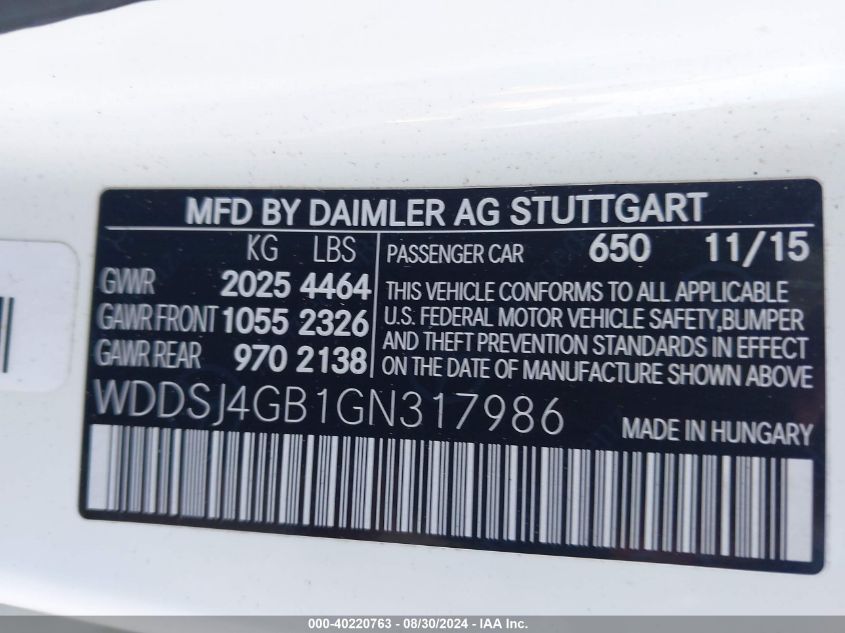 WDDSJ4GB1GN317986 2016 Mercedes-Benz Cla 250 4Matic