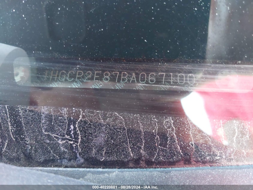 2011 Honda Accord 2.4 Ex-L VIN: 1HGCP2F87BA067100 Lot: 40220881