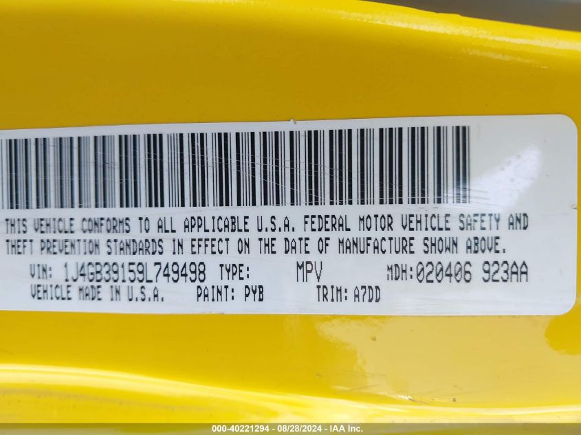 2009 Jeep Wrangler Unlimited X VIN: 1J4GB39159L749498 Lot: 40221294