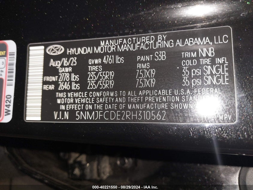 2024 HYUNDAI TUCSON SEL - 5NMJFCDE2RH310562