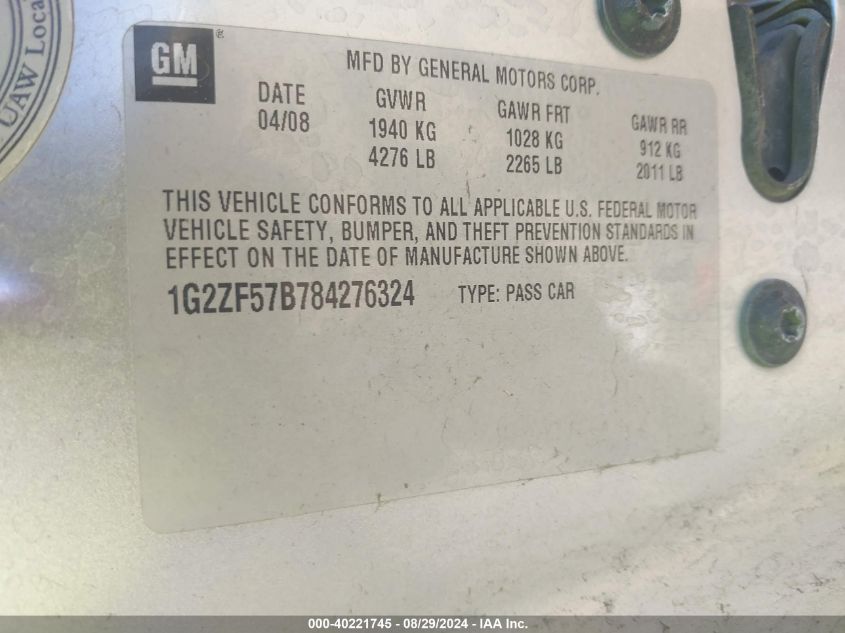 1G2ZF57B784276324 2008 Pontiac G6 Value Leader