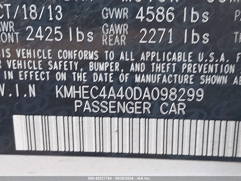 KMHEC4A40DA098299 2013 Hyundai Sonata Hybrid Limited