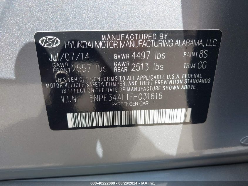 5NPE34AF1FH031616 2015 Hyundai Sonata Limited