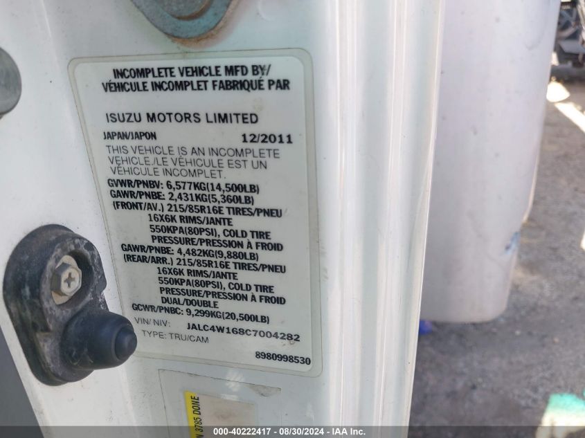 2012 Isuzu Npr Hd Dsl Reg VIN: JALC4W168C7004282 Lot: 40222417