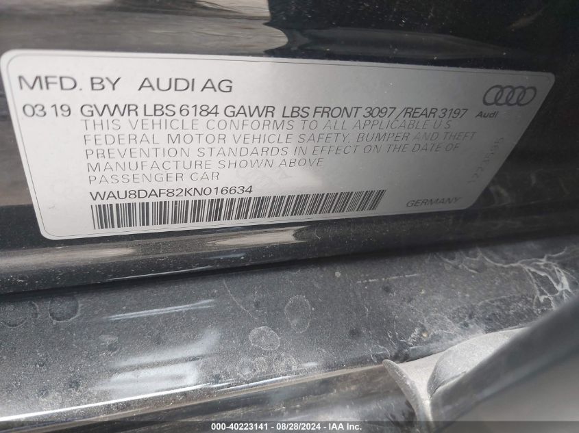 2019 AUDI A8 L 55 - WAU8DAF82KN016634