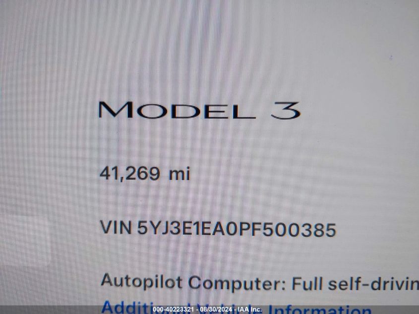 2023 TESLA MODEL 3 REAR-WHEEL DRIVE - 5YJ3E1EA0PF500385