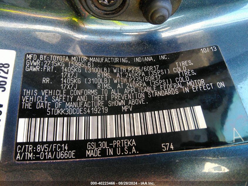 2014 TOYOTA SIENNA LE V6 8 PASSENGER - 5TDKK3DC0ES419219