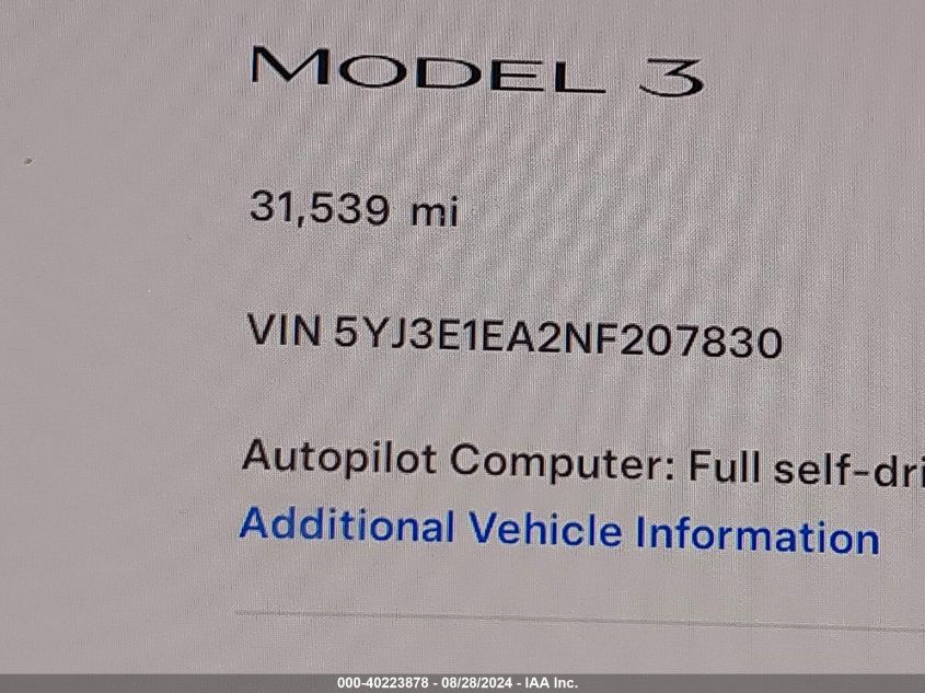 2022 TESLA MODEL 3 REAR-WHEEL DRIVE - 5YJ3E1EA2NF207830