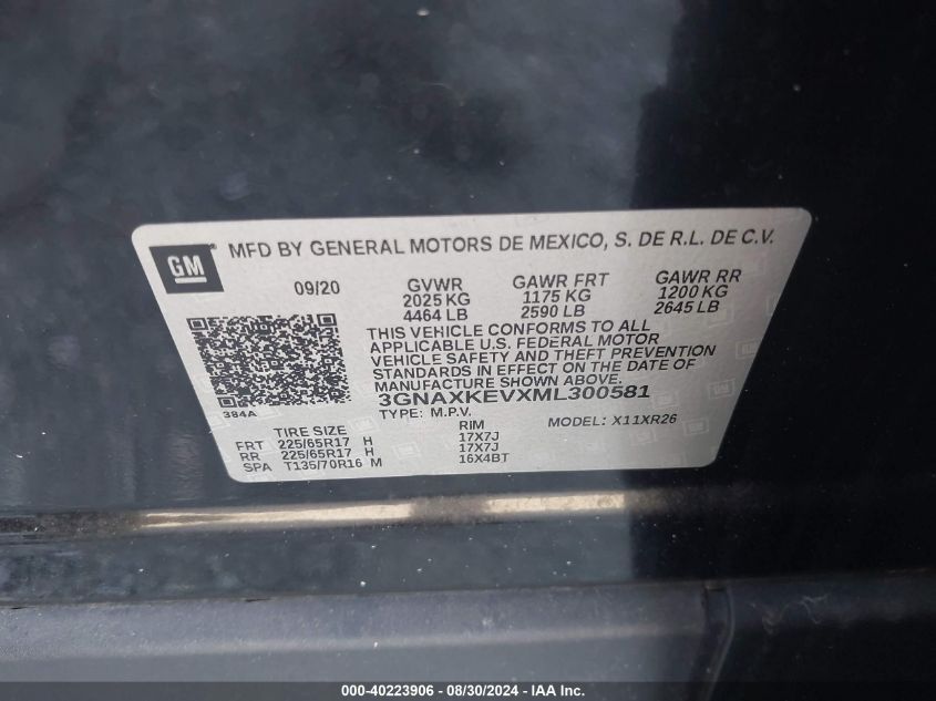 2021 CHEVROLET EQUINOX FWD LT - 3GNAXKEVXML300581