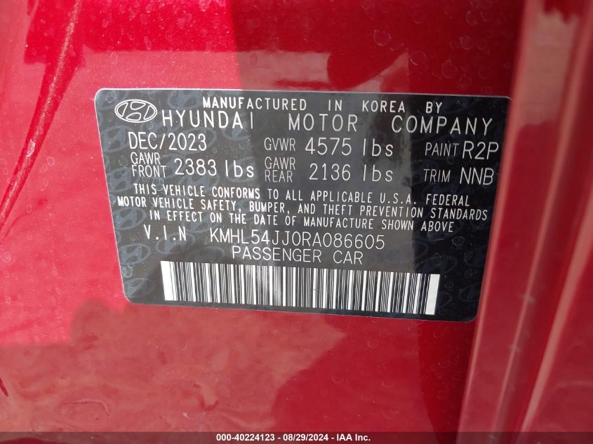 KMHL54JJ0RA086605 2024 Hyundai Sonata Hybrid Limited