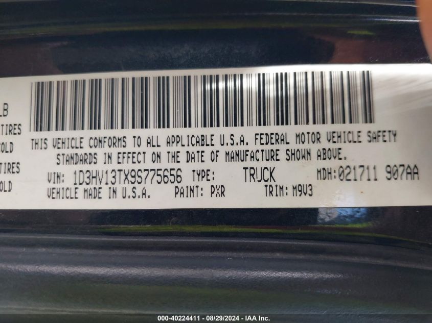 2009 Dodge Ram 1500 Slt/Sport/Trx VIN: 1D3HV13TX9S775656 Lot: 40224411
