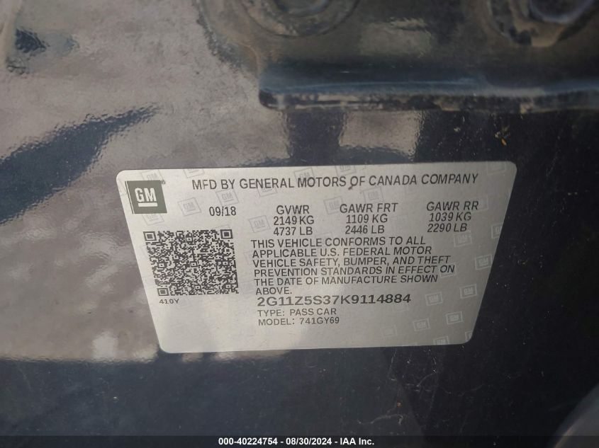 2G11Z5S37K9114884 2019 Chevrolet Impala Lt