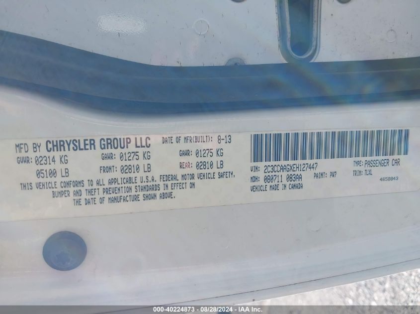 2014 Chrysler 300 VIN: 2C3CCAAGXEH127447 Lot: 40224873