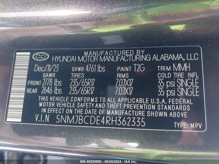 2024 HYUNDAI TUCSON SEL - 5NMJBCDE4RH362335