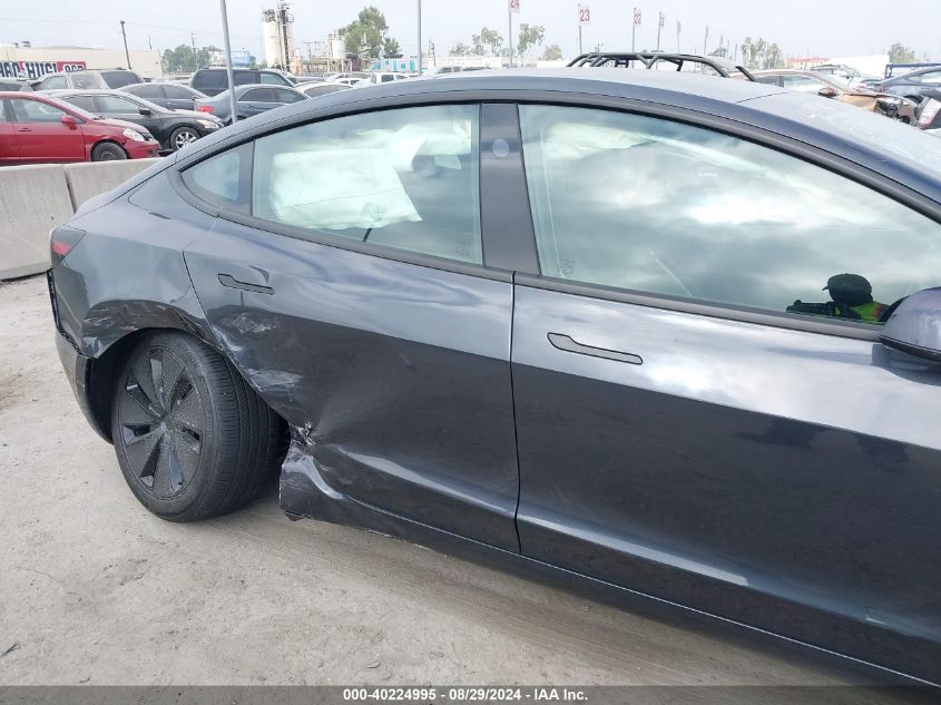 2024 Tesla Model 3 Rear-Wheel Drive VIN: 5YJ3E1EA5RF735156 Lot: 40224995