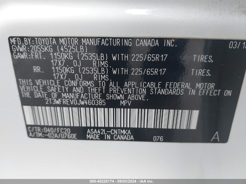 2018 TOYOTA RAV4 ADVENTURE/XLE - 2T3WFREV0JW460385