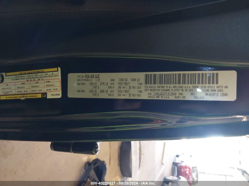 2015 Jeep Wrangler Unlimited Sport VIN: 1C4BJWDG1FL612540 Lot: 40225527