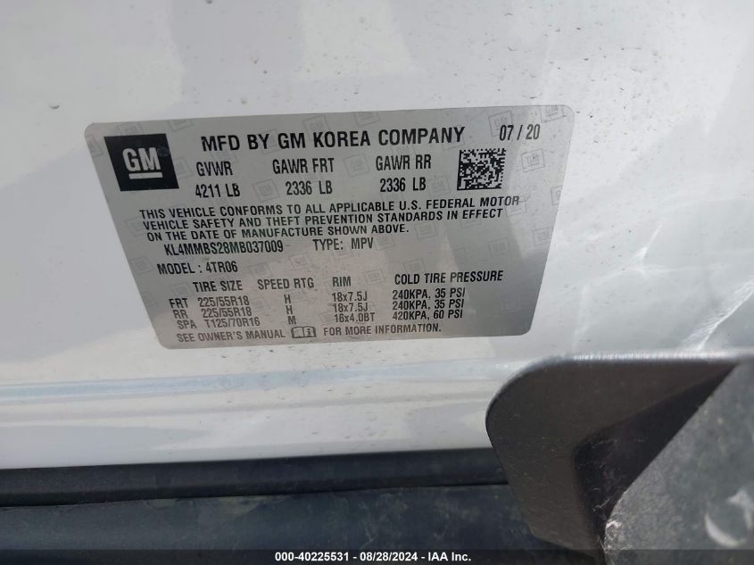 2021 Buick Encore Gx Fwd Preferred VIN: KL4MMBS28MB037009 Lot: 40225531