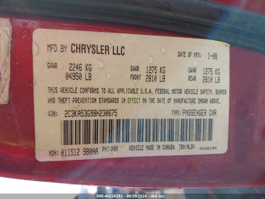 2C3KA53G98H230675 2008 Chrysler 300 Touring