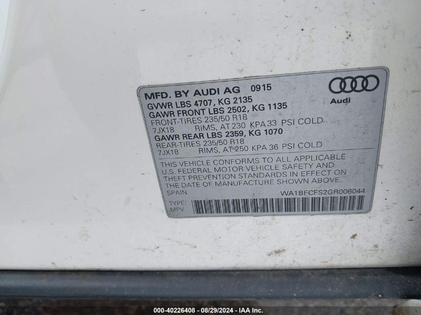 WA1BFCFS2GR006044 2016 Audi Q3 2.0T Premium Plus