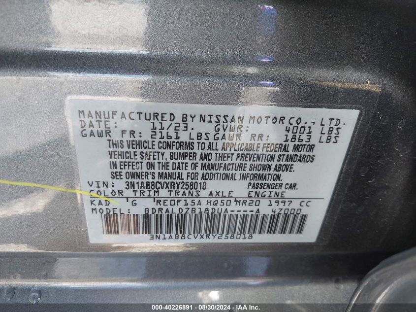 2024 NISSAN SENTRA SV XTRONIC CVT - 3N1AB8CVXRY258018