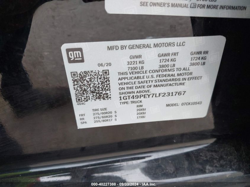 2021 GMC Sierra 2500Hd 4Wd Standard Bed At4 VIN: 1GT49PEY9MF317549 Lot: 40227388