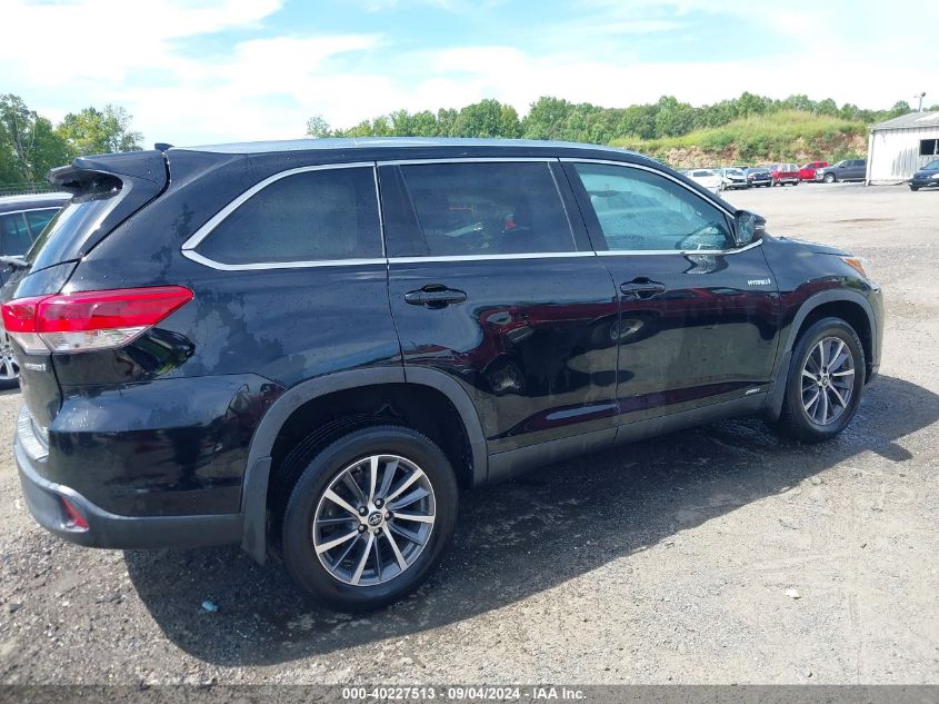 2019 Toyota Highlander Hybrid Xle VIN: 5TDJGRFH3KS077432 Lot: 40227513