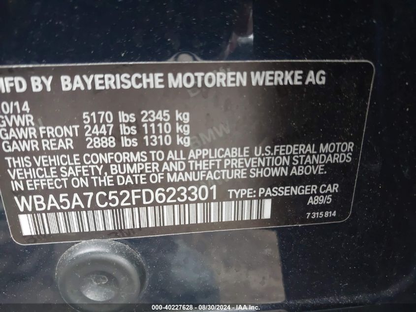 WBA5A7C52FD623301 2015 BMW 528I xDrive