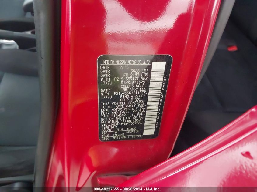 2015 NISSAN JUKE SV - JN8AF5MR4FT509366