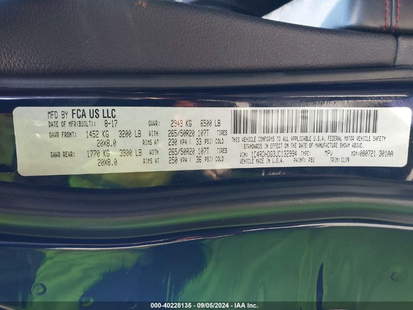 2018 DODGE DURANGO GT RWD - 1C4RDHDG3JC132994