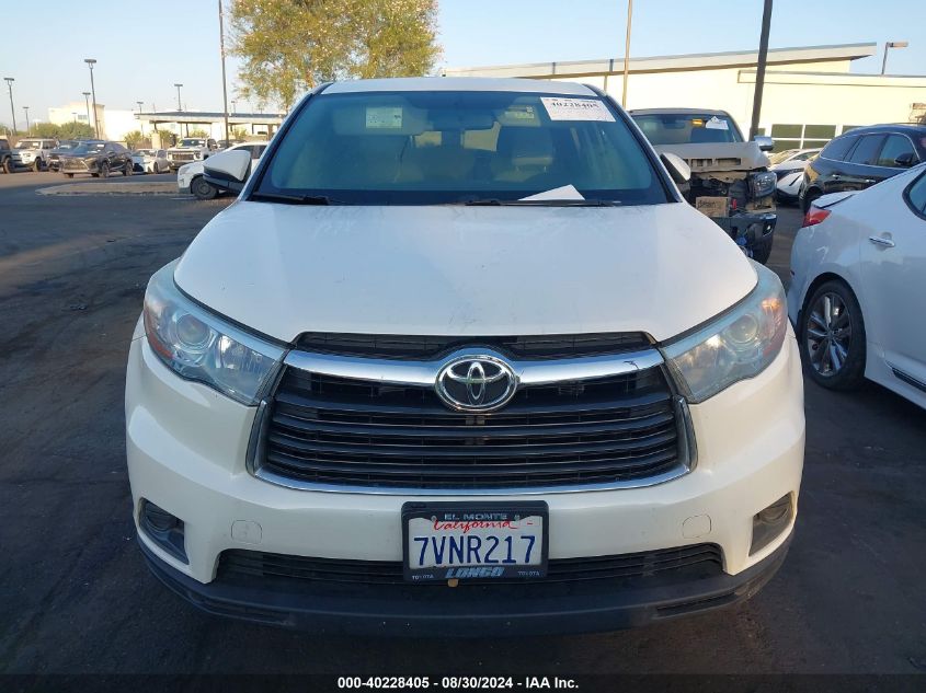 2016 Toyota Highlander Le VIN: 5TDZARFH5GS022492 Lot: 40228405