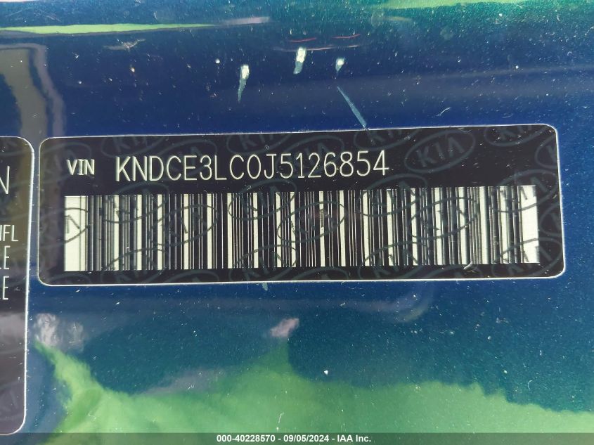 VIN KNDCE3LC0J5126854 2018 KIA NIRO EX