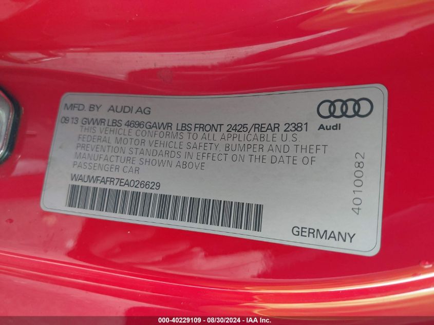 WAUWFAFR7EA026629 2014 Audi A5 2.0T Premium