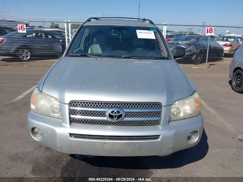 2006 Toyota Highlander Hybrid Limited V6 VIN: JTEDW21A260012772 Lot: 40229204