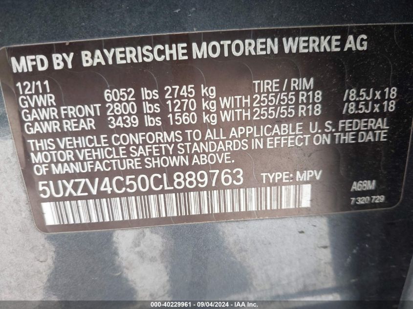 5UXZV4C50CL889763 2012 BMW X5 xDrive35I/xDrive35I Premium/xDrive35I Sport Activity