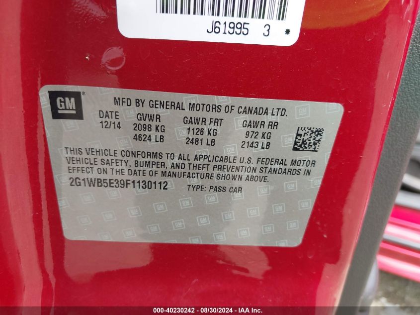 2G1WB5E39F1130112 2015 Chevrolet Impala Limited Lt