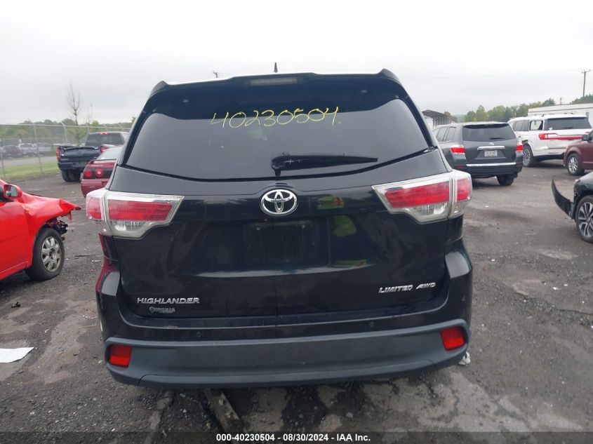 2016 Toyota Highlander Limited V6 VIN: 5TDDKRFH0GS292205 Lot: 40230504