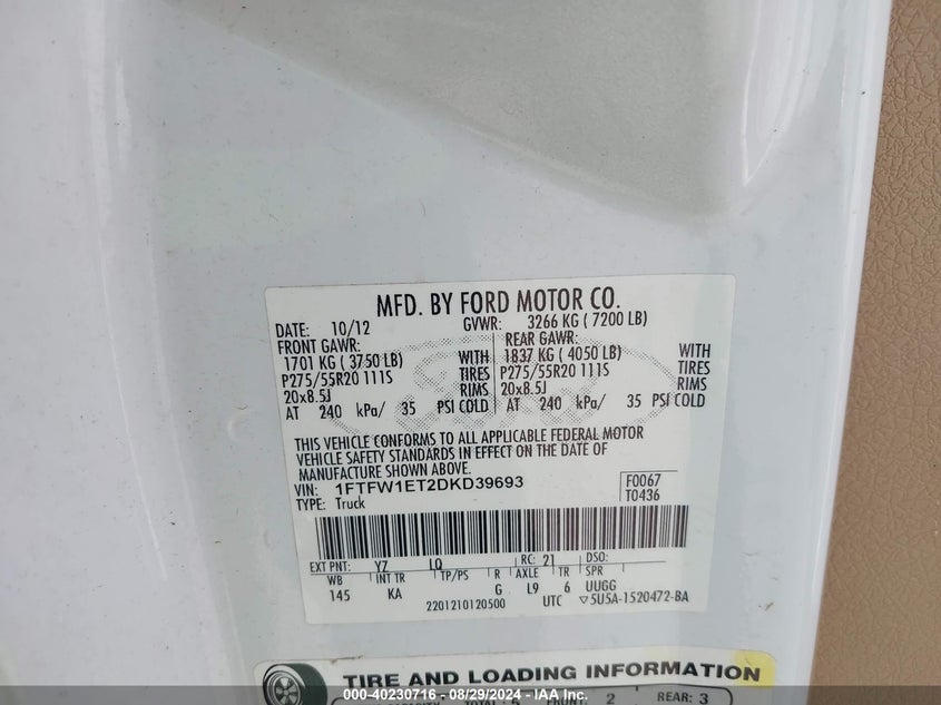 2013 FORD F-150 KING RANCH - 1FTFW1ET2DKD39693