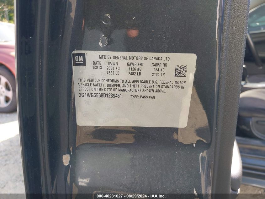 2G1WG5E38D1239451 2013 Chevrolet Impala Lt