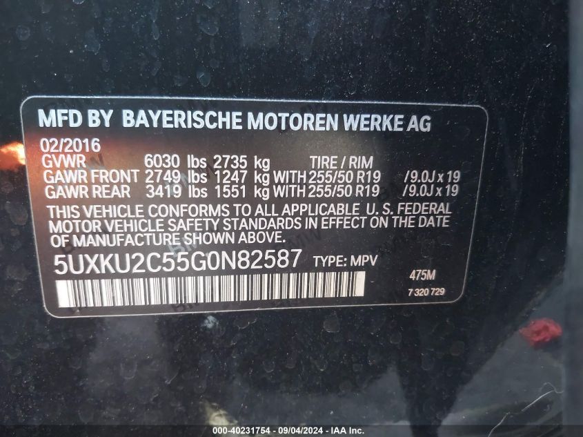 VIN 5UXKU2C55G0N82587 2016 BMW X6, Xdrive35I no.9