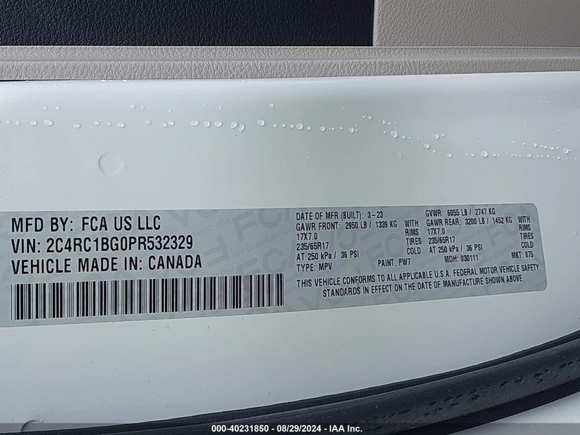 2023 CHRYSLER PACIFICA TOURING L - 2C4RC1BG0PR532329