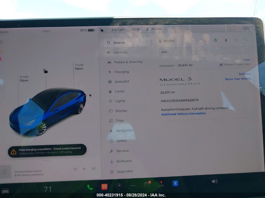 2021 Tesla Model 3 Standard Range Plus Rear-Wheel Drive VIN: 5YJ3E1EA8MF922075 Lot: 40231915