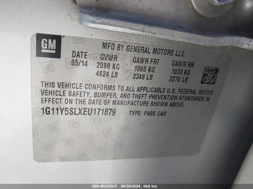 1G11Y5SLXEU171879 2014 Chevrolet Impala 1Ls