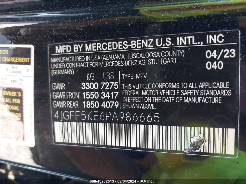 4JGFF5KE6PA986665 2023 Mercedes-Benz Gls 450 4Matic