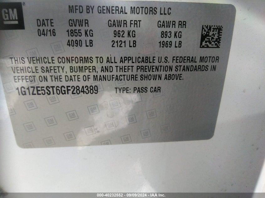 2016 CHEVROLET MALIBU 1LT - 1G1ZE5ST6GF284389