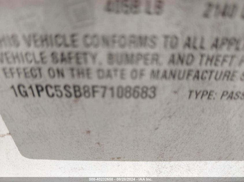 2015 Chevrolet Cruze 1Lt Auto VIN: 1G1PC5SB8F7108683 Lot: 40232658