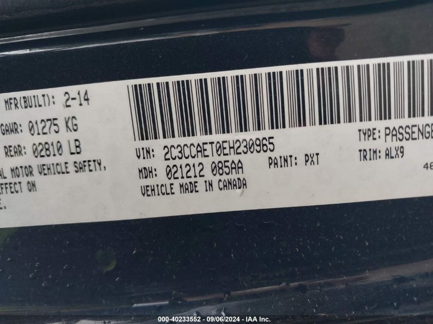 2C3CCAET0EH230965 2014 Chrysler 300C