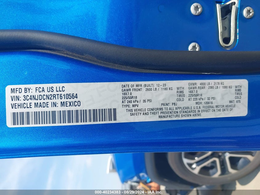 VIN 3C4NJDCN2RT610564 2024 JEEP COMPASS LIMITED 4X4